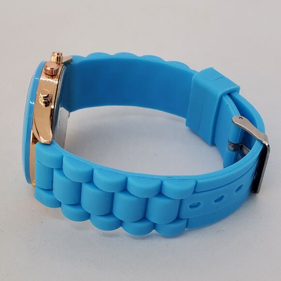 38MM Watch Women Blue Dial Blue Plastic Band Straps New Battery - Picture 6 of 13